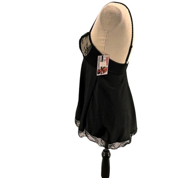 Black Semi Sheer Negligee String Thong Panty Set One Size - Picture 6 of 10